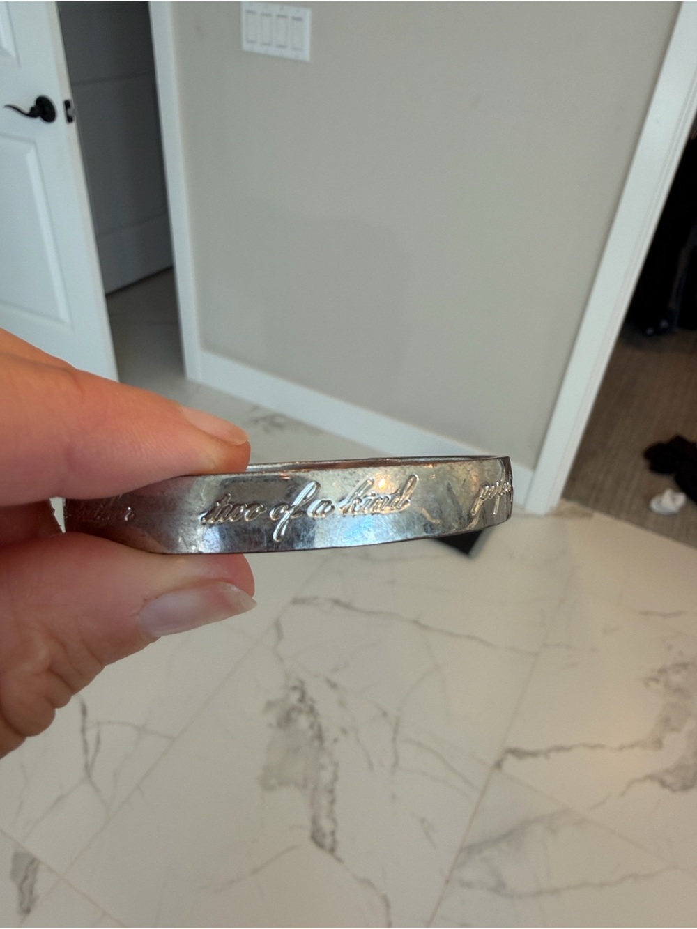 kate spade Silver Engraved Script Bangle Bracelet
